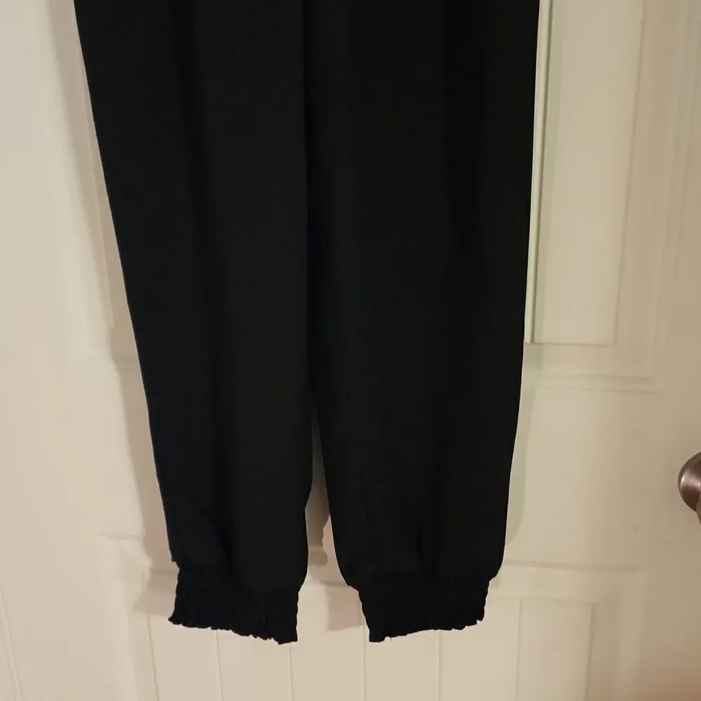 1 STATE Jogger Black Pocketed Smocked Drawstring Elastic Waist Lounge Dress - Picture 3 of 5